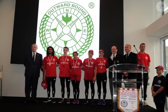 Le prince Albert de Monaco et le prince Andrew, Duc d'York, parrains de la branche monégasque de l'association britannique Outward Bond, étaient réunis le 8 novembre 2017 au port Hercule en principauté pour la première édition de la régate d'aviron The Princes' Cup. © Bruno Bebert / Bestimage
