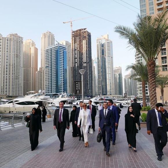 Brigitte Macron lors de sa visite à Abu Dhabi. Instagram, novembre 2017.