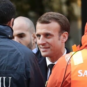 Le Président de la République, Emmanuel Macron et Brigitte Macron lors de la commémoration du second anniversaire des attentats du 13 novembre 2015 au Bataclan à Paris le 13 novembre 2017. © Stéphane Lemouton / Bestimage