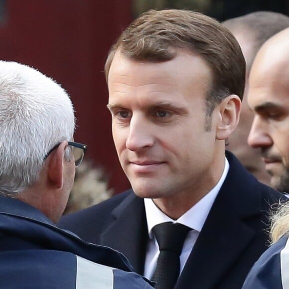 Le Président de la République, Emmanuel Macron lors de la commémoration du second anniversaire des attentats du 13 novembre 2015 au Bataclan à Paris le 13 novembre 2017. © Stéphane Lemouton / Bestimage