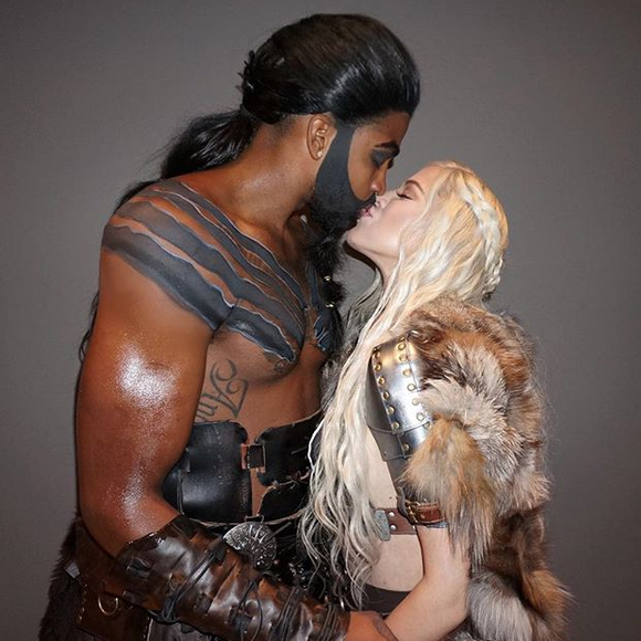 Khloé Kardashian et Tristan Thompson fêtent Halloween. Octobre 2017.