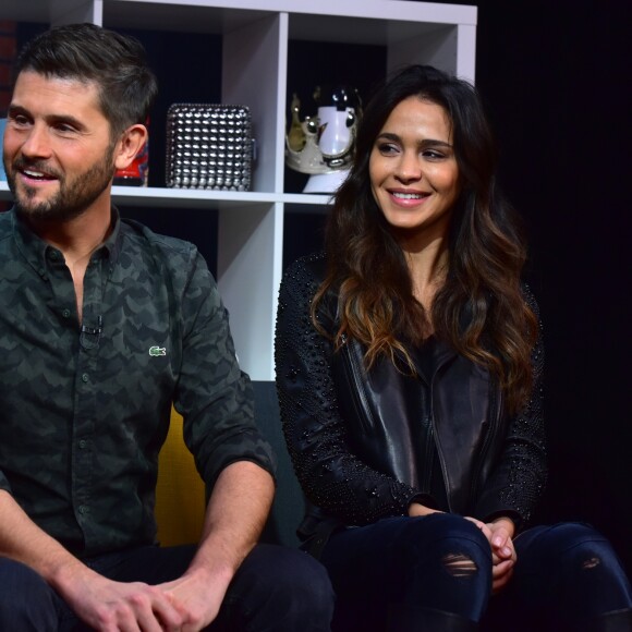 Exclusif - Christophe Beaugrand et Leïla Ben Khalifa lors d'une interview donnée pour Pure People dans les locaux de Webedia à Levallois Perret le 17 novembre 2017. © Giancarlo Gorassini / Bestimage