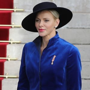 La princesse Charlène de Monaco - La famille princière de Monaco arrive à la cathédrale lors de la fête nationale monégasque, à Monaco, le 19 novembre 2017. © Dominique Jacovides/Bestimage