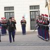 Le prince Albert II de Monaco - La famille princière de Monaco dans la cour du Palais Princier lors de la fête nationale monégasque, à Monaco, le 19 novembre 2017. ©© Jean-Charles Vinaj/Pool restreint Monaco/Bestimage