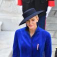 La princesse Charlène de Monaco - La famille princière de Monaco dans la cour du Palais Princier lors de la fête nationale monégasque, à Monaco, le 19 novembre 2017. ©© Jean-Charles Vinaj/Pool restreint Monaco/Bestimage
