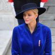 La princesse Charlène de Monaco - La famille princière de Monaco dans la cour du Palais Princier lors de la fête nationale monégasque, à Monaco, le 19 novembre 2017. ©© Jean-Charles Vinaj/Pool restreint Monaco/Bestimage