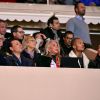Tina Green, Jeremy Meek et sa fiancée Chloé Green assistent au match AS Monaco - PSG au Stade Louis II. Monaco, le 26 novembre 2017. © Bruno Bebert/Bestimage