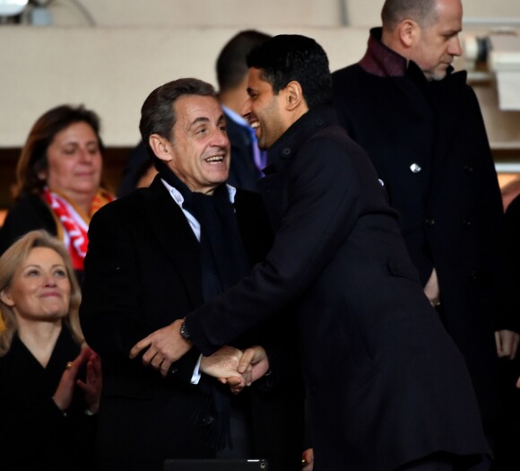 Nicolas Sarkozy et Nasser Al-Khelaifi - Match AS Monaco - PSG au Stade Louis II. Monaco, le 26 novembre 2017. © Bruno Bebert/Bestimage