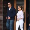 Exclusif - Jennifer Lopez avec son compagnon Alex Rodriguez et ses enfants Emme et Maximilian à Beverly Hills le 6 octobre 2017.