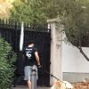 Exclusif - Le footballeur Adil Rami sort le chien de Pamela Anderson, sa nouvelle compagne, dans sa rue à Marseille le 23 octobre 2017.
