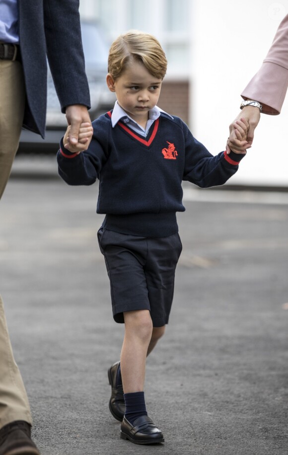 Le prince George de Cambridge lors de son premier jour à l'école à Londres le 7 septembre 2017.