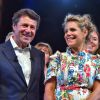 Christian Estrosi, le maire de Nice, et sa femme, Laura Tenoudji durant le traditionnel Lou Festin Nissart organisé à Nice par l'association des Amis du Maire sur la Coulée Verte privatisée pour l'événement le 1er septembre 2017. © Bruno Bebert/Bestimage