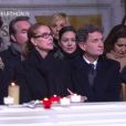 Nathalie Péchalat en larmes aux obsèques de Johnny Hallyday à Paris. Le 9 décembre 2017.