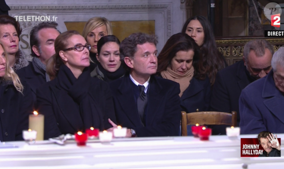 Nathalie Péchalat en larmes aux obsèques de Johnny Hallyday à Paris. Le 9 décembre 2017.