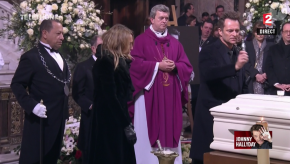 Laura Smet et David Hallyday - aux obsèques de Johnny Hallyday à Paris. Le 9 décembre 2017.