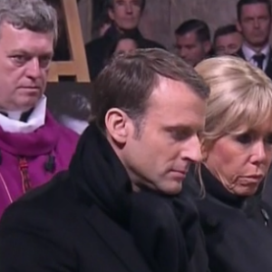 Le couple Macron aux obsèques de Johnny Hallyday à Paris. Le 9 décembre 2017.