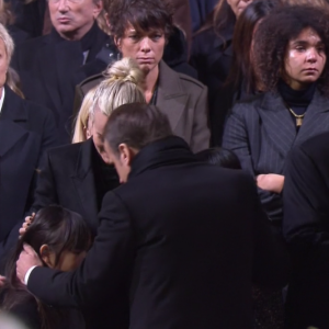 Emmanuel Macron aux obsèques de Johnny Hallyday à Paris. Le 9 décembre 2017.