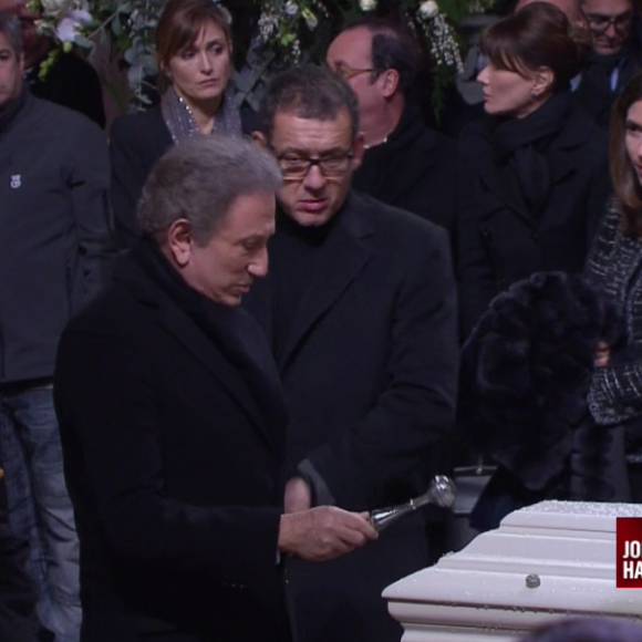 Michel Drucker aux obsèques de Johnny Hallyday à Paris. Le 9 décembre 2017.