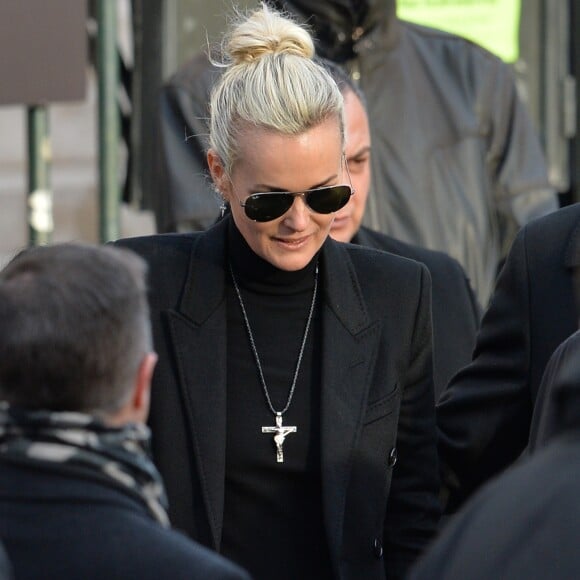 Laeticia Hallyday - Sorties de l'église de la Madeleine après les obsèques de Johnny Hallyday à Paris le 9 décembre 2017. © Veeren / Bestimage