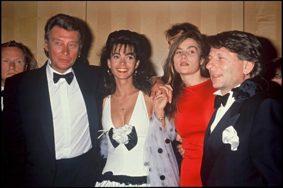 Johnny Hallyday et Adeline Blondieau, Roman Polanski et Emmanuelle Seigner, à Cannes en 1990.
