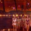 Les 12 demi-finalistes en bikini pour le défilé Coachella - Concours Miss France 2018. Sur TF1, le 16 décembre 2017.