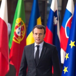 Le président Emmanuel Macron lors de la photo de famille des chefs d'état et de gouvernement de l'Union Européenne à Bruxelles le 14 décembre 2017.