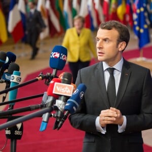 Le président Emmanuel Macron lors de la photo de famille des chefs d'état et de gouvernement de l'Union Européenne à Bruxelles le 14 décembre 2017.