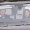 Le prince Harry et Meghan Markle (habillée d'une robe Self Portrait) ont pris part en couple au déjeuner de Noël organisé par la reine au palais de Buckingham le 20 décembre 2017 à Londres.