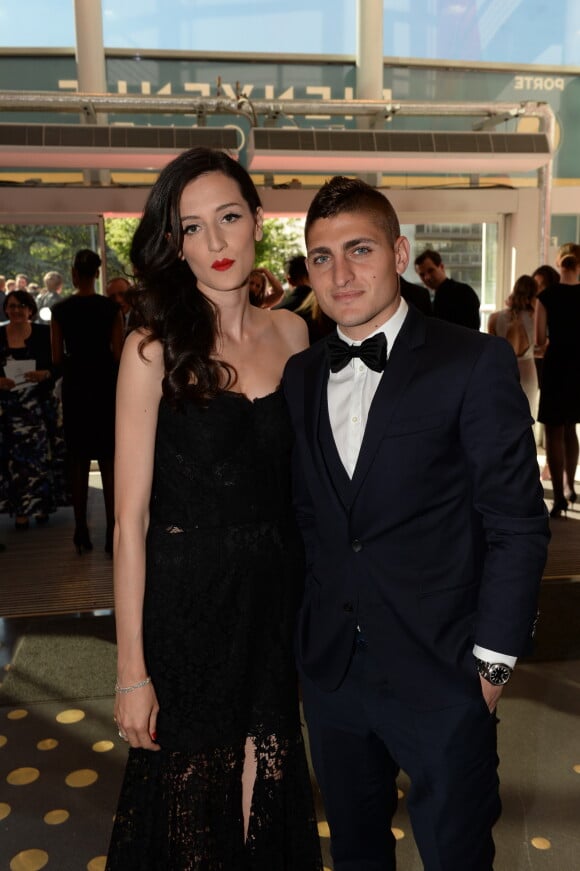 Exclusif -  Marco Verratti et sa compagne Laura Zazzara - Dîner de gala au profit de la Fondation PSG au Parc des Princes à Paris le 16 mai 2017. © Rachid Bellak/Bestimage