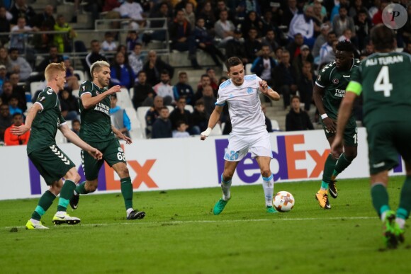 Florian Thauvin lors du match d'Europa League de l'OM contre Konyaspor à l'Orange Vélodrome le 14 septembre 2017.