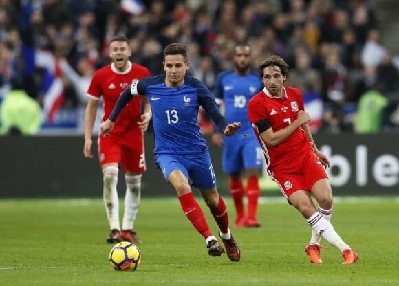 Florian Thauvin de l'OM en équipe de France lors du match contre le Pays de Galles le 10 novembre 2017 au Stade de France.