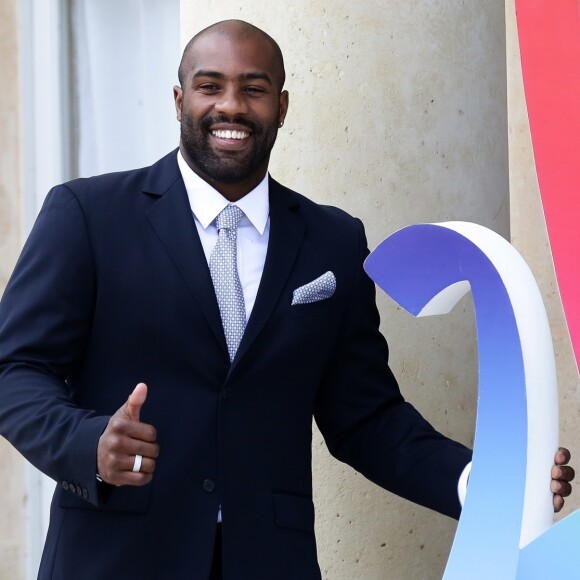 Teddy Riner - Le président de la République française a reçu les membres de la délégation française de Paris2024 ainsi que ses deux prédécesseurs au palais de l'Elysée à Paris, le 16 septembre 2017. © Stéphane Lemouton/Bestimage