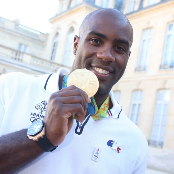 Teddy Riner - Les membres de la délégation olympique arrivent au palais de l'Elysée pour être reçu par le président de la République François Hollande pour une réception à Paris le 23 août 2016. © Denis Guignebourg/Bestimage