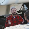 Exclusif - Justin Timberlake et sa femme Jessica Biel sur le tournage d'un vidéoclip à Los Angeles, le 14 décembre 2017.