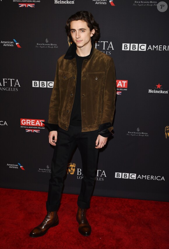 Timothee Chalamet - Tea Party de la BAFTA LA à Los Angeles, le 6 janvier 2018.