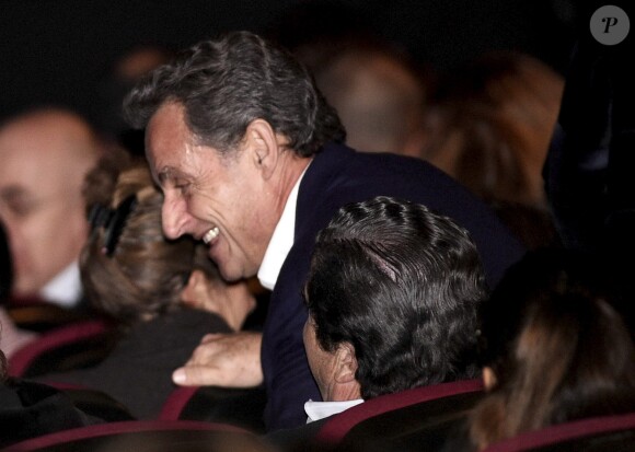 Nicolas Sarkozy au concert de Carla Bruni à Madrid le 10 janvier 2018.