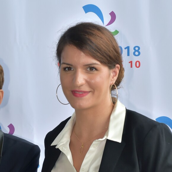 Marlène Schiappa, secrétaire d'état au près du PM, chargée de l'égalité Hommes Femmes - Conférence de presse des Gay Games Paris 2018 au stade Charléty à Paris. Le 2 octobre 2017 © Giancarlo Gorassini / Bestimage