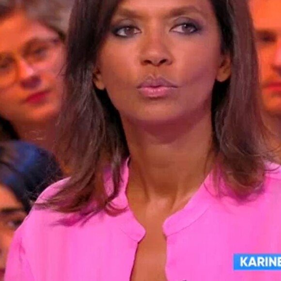 Karine Le Marchand révèle avoir été draguée et même "tripotée" par certains agriculteurs de "L'amour est dans le pré" (M6), lundi 15 janvier 2018 sur le plateau de "Touche pas à mon poste" (C8).