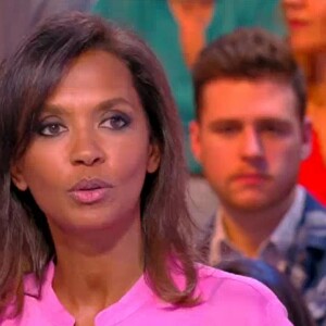 La première télé de Karine Le Marchand, avec quelques de plus et une perruque en 1991. "Touche pas à mon poste" (C8) lundi 15 janvier 2018.