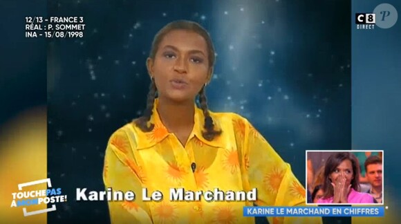 Karine Le Marchand avec des couettes dans "Touche pas à mon poste" (C8) lundi 15 janvier 2018.
