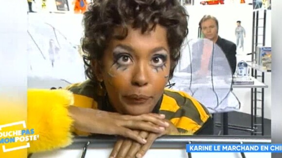 Karine Le Marchand déguisée en abeille lors de ses débuts à la télévision. "Touche pas à mon poste" (C8), lundi 15 janvier 2018.