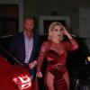Lady Gaga, montée sur des talons gigantesques, arrive au restaurant "Da Giacomo" à Milan, le 17 janvier 2018. 