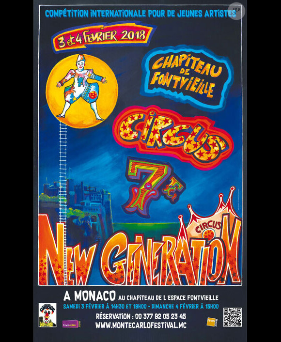 Affiche de la 7e édition du Festival New Generation, les 3 et 4 février 2018 à Monte-Carlo, présidé par Pauline Ducruet.