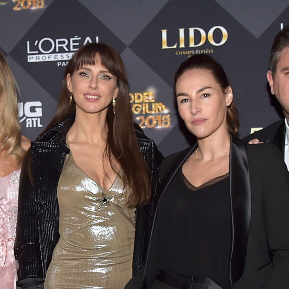 Frédérique Bel et Vanessa Demouy, Jeremy Urbain et sa compagne Laura Messia - Photocall de 14ème édition de la finale du concours Top Model Belgium au Lido à Paris le 21 janvier 2018. © Giancarlo Gorassini/Bestimage