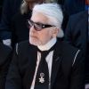 Karl Lagerfeld au défilé de mode Dior Homme automne-hiver 2018-2019 au Grand Palais à Paris, le 20 janvier 2018. © Olivier Borde/Bestimage