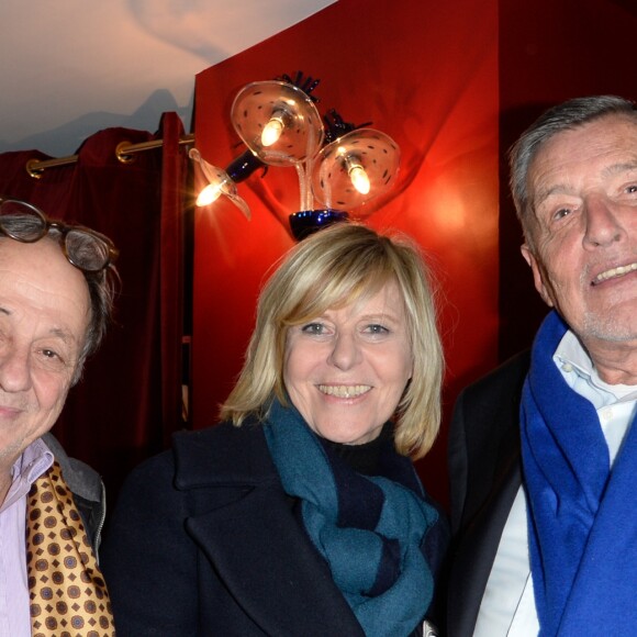 Exclusif - Chantal Ladesou avec son mari et Jen-Claude Camus - Première de la pièce de théâtre "Le Jeu de l'amour et du hasard" au théâtre de la Porte Saint-Martin à Paris, le 16 janvier 2018. © Coadic Guirec/Bestimage
