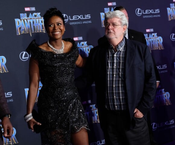 George Lucas et sa femme Mellody Hobson - Avant-première de 'Black Panther' à Hollywood, le 29 janvier 2018 © Chris Delmas/Bestimage