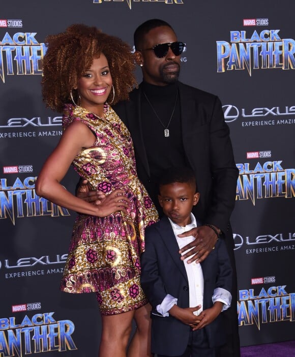 Sterling K. Brown et avec sa femme Ryan Michelle Bathe et son fils Andrew - Avant-première de 'Black Panther' à Hollywood, le 29 janvier 2018 © Chris Delmas/Bestimage
