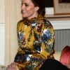 La duchesse Catherine de Cambridge, enceinte et vêtue d'une robe Erdem, lors d'un dîner à la résidence de l'ambassadeur de Grande-Bretagne à Stockholm le 30 janvier 2018.
