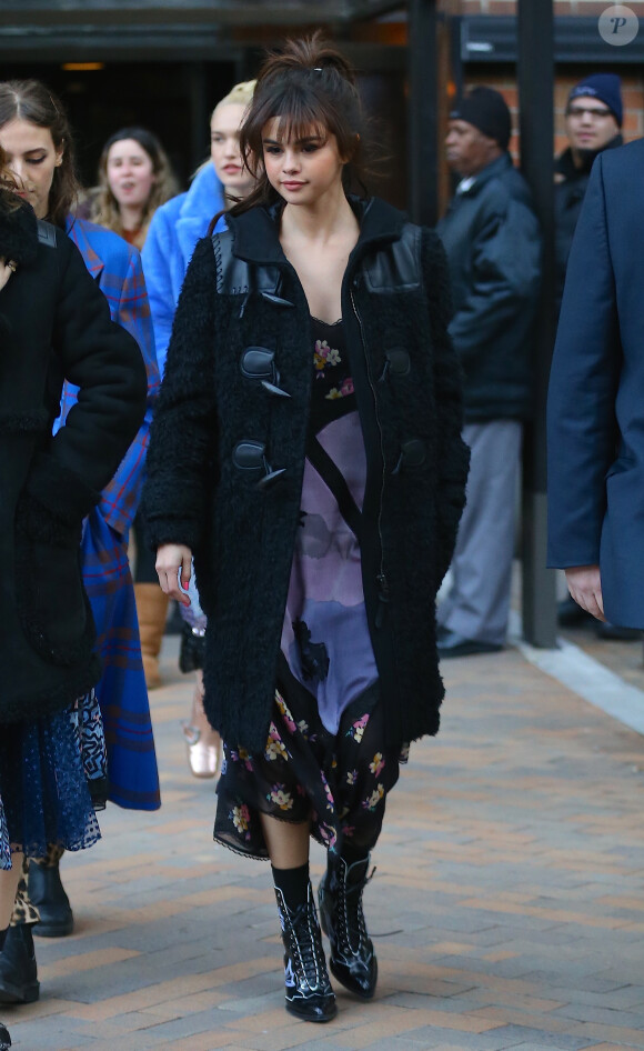 Selena Gomez a assisté au défilé Coach (collection automne-hiver 2018-2019) à New York, le 13 février 2018.